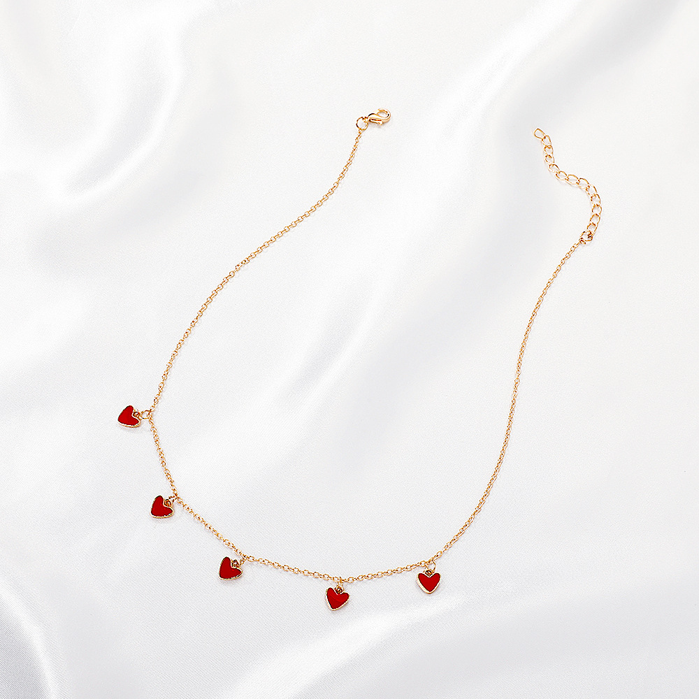 Alloy Material Simple Heart Tassel Pendant Alloy Necklace Wholesale Nihaojewelry