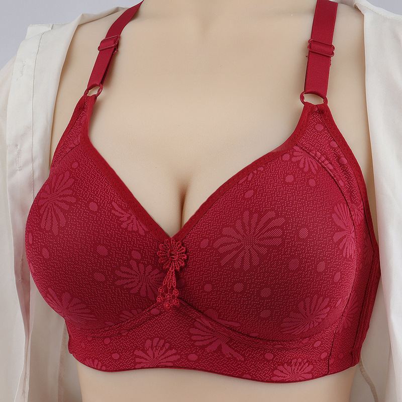 Cross-Border Wireless Large Size Bra with Thin Cotton, Comfortable Jacquard, Adjustable Push-Up Bra for Middle-Aged Women Cross-Border Wireless Large Size Bra with Thin Cotton, Comfortable Jacquard, Adjustable Push-Up Bra for Middle-Aged Women