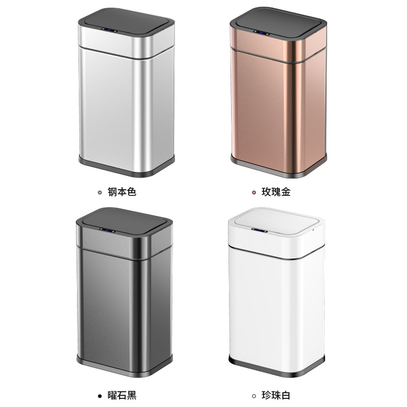 Nuevo contenedor de basura inteligente con sensor, contenedor de basura rectangular grande de acero inoxidable con embolsado automático por adsorción