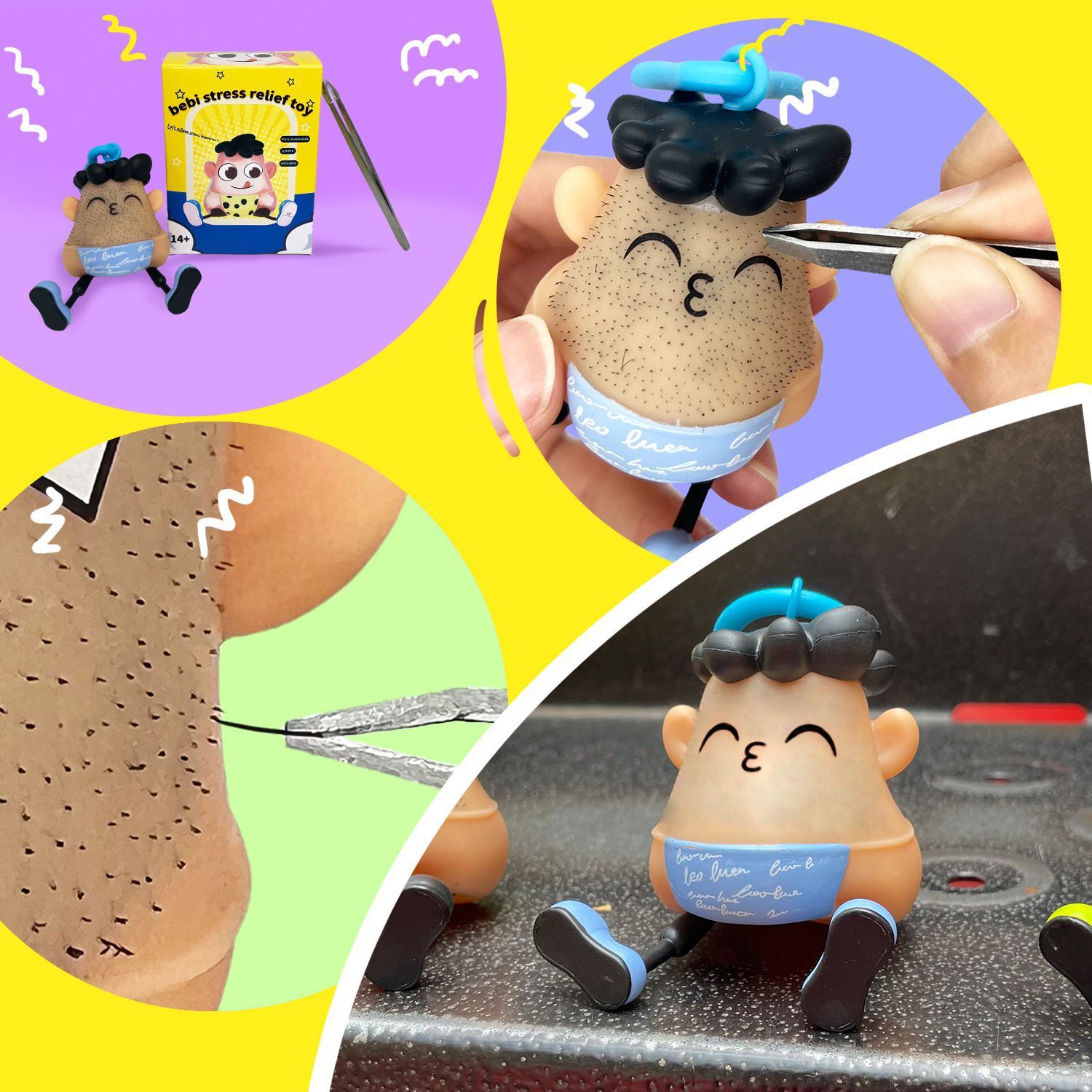 Nuevos juguetes de extracción de cabeza negra extracción de cabeza negra extracción de barba extraña descomposición de colgantes de llaves artefactos mágicos