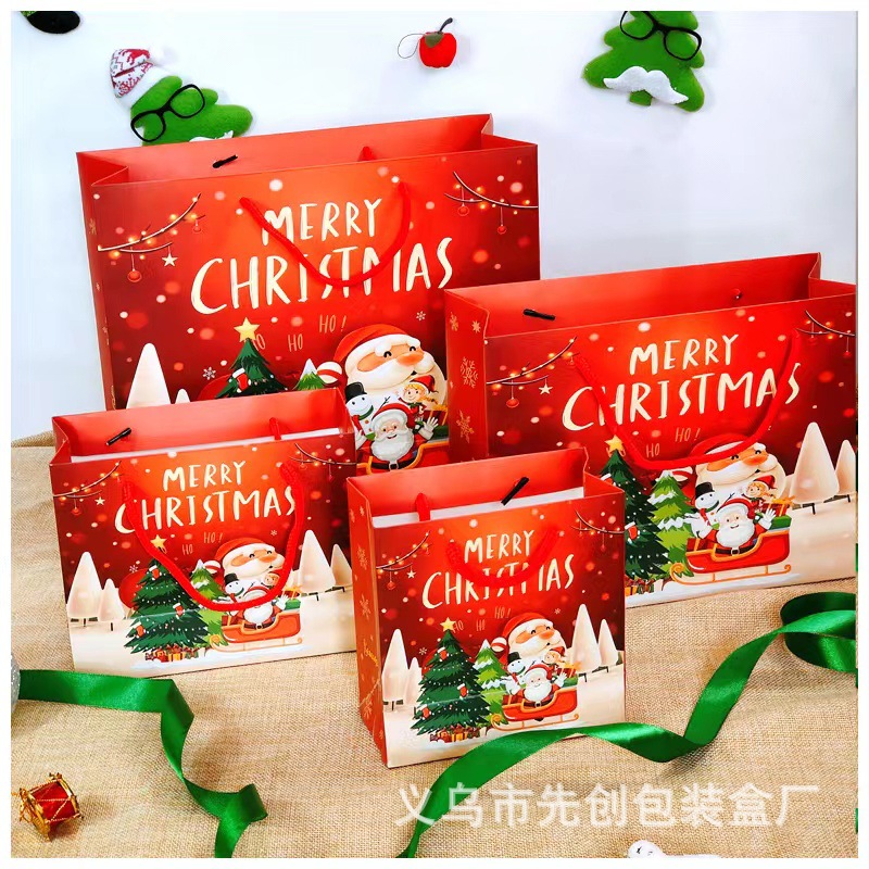 新款圣诞节礼物袋手提袋纸袋批发手提礼品袋卡通包装袋