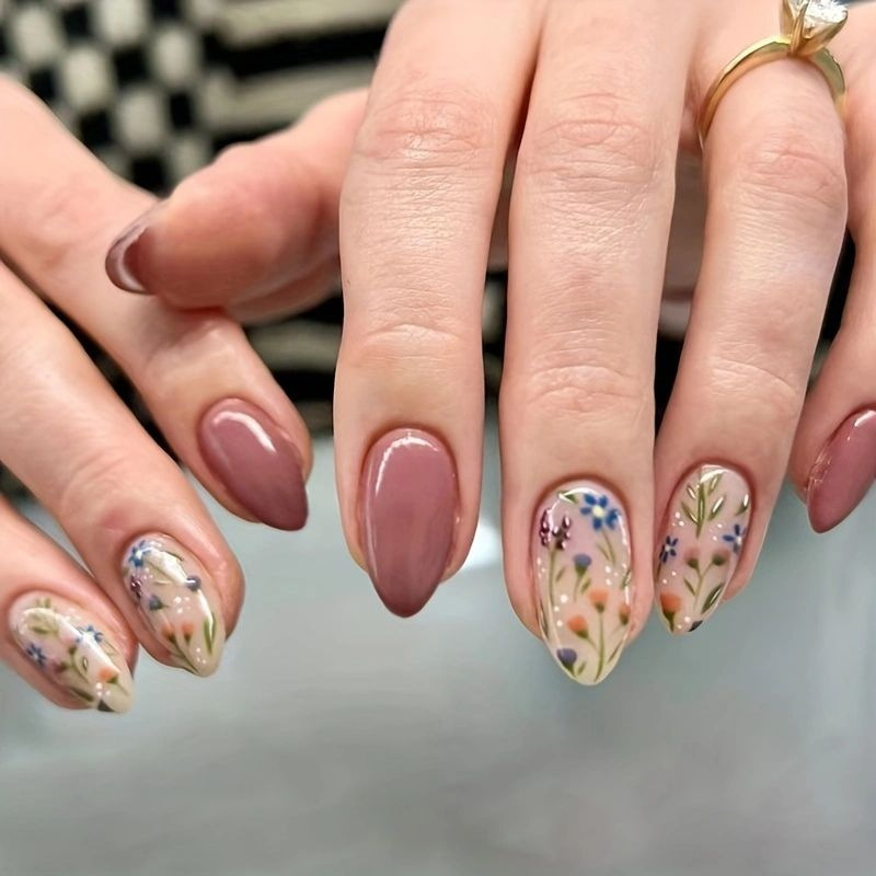国境を越えた売れ筋モデル 24 ピース シンプル スイート 小さな生花 リボン フレンチ ロング ウェアラブル ネイル コレクション卸売|undefined