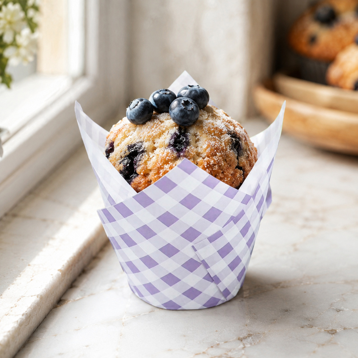 Manufacturer's high-temperature resistant muffin cupcake paper liners, baking paper cups, oil-proof rolled-edge paper mats for oven use, colorful checkered design