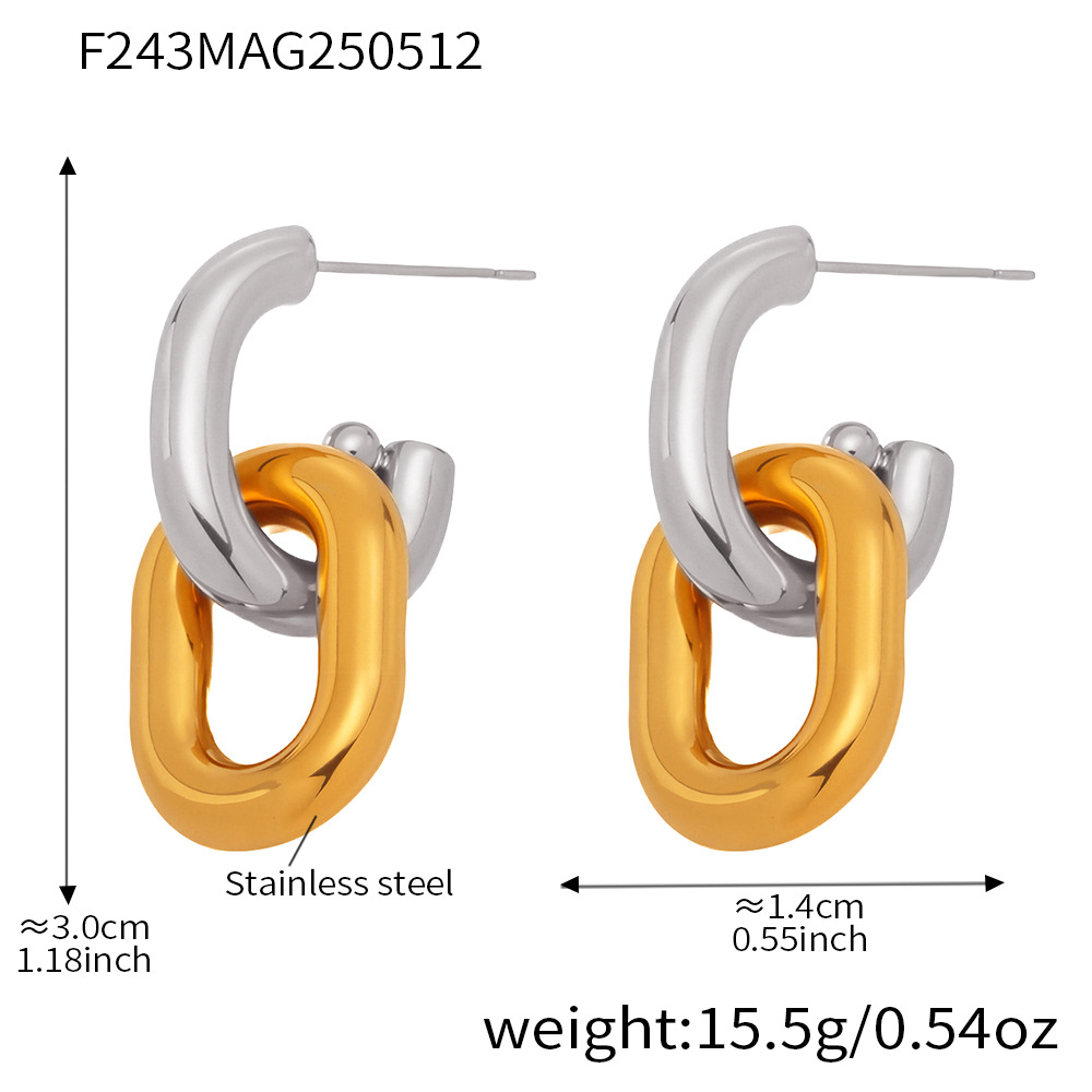 Pendientes a juego de color de cadena hueca pulida Mysteriao Pendientes de oro real de acero inoxidable PVD chapados de 18K al por mayor