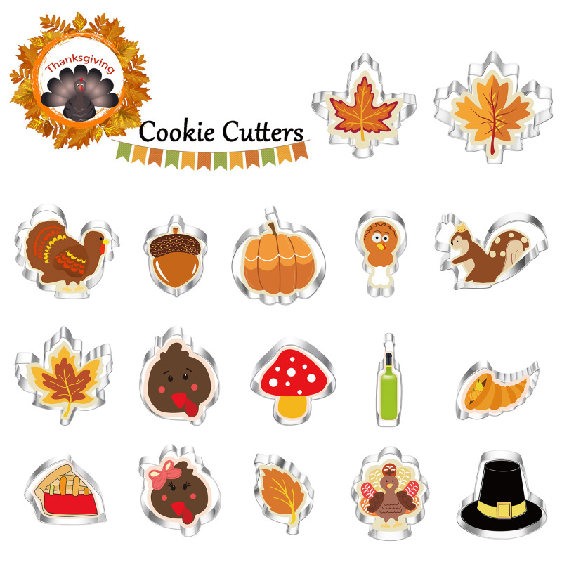 Thanksgiving Stainless Steel Biscuit Molds, Various Shapes, Cake Baking DIY Tools, Export Ready Stock, Multiple Options to Choose from