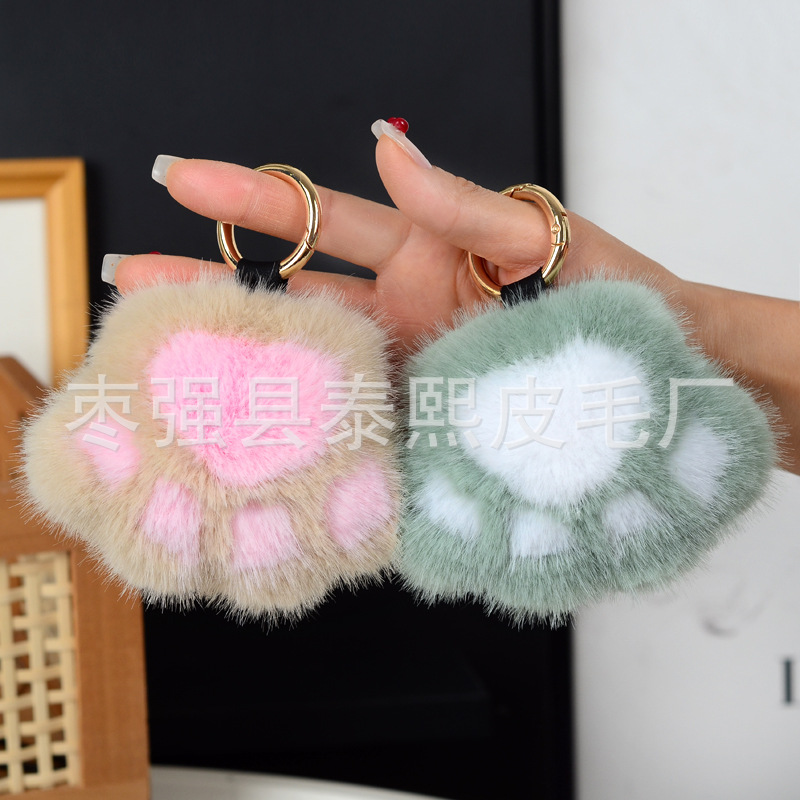 批发仿水貂毛猫爪仿皮草挂件少女心毛绒小爪子包包挂饰熊掌钥匙扣