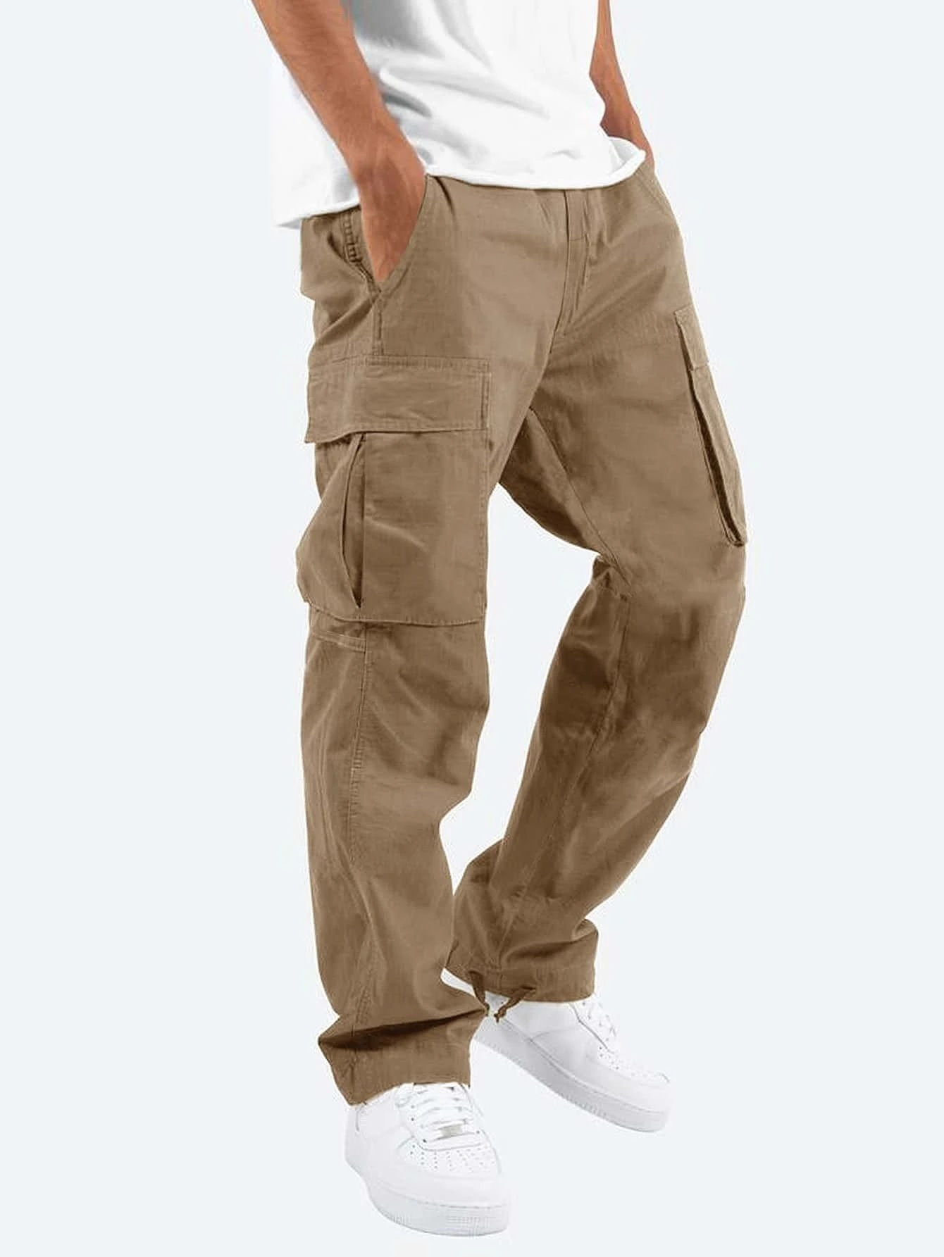 Pantalons décontractés pour hommes, nouveaux vêtements de travail d'été pour hommes avec cordon de serrage, pantalons décontractés multi-poches_voghion.com