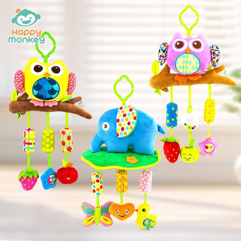 Juguete Colgante para Cuna de Bebé Happymonkey, Campana de Viento, Sonajero de Mano, Peluche Colgante para Bebé