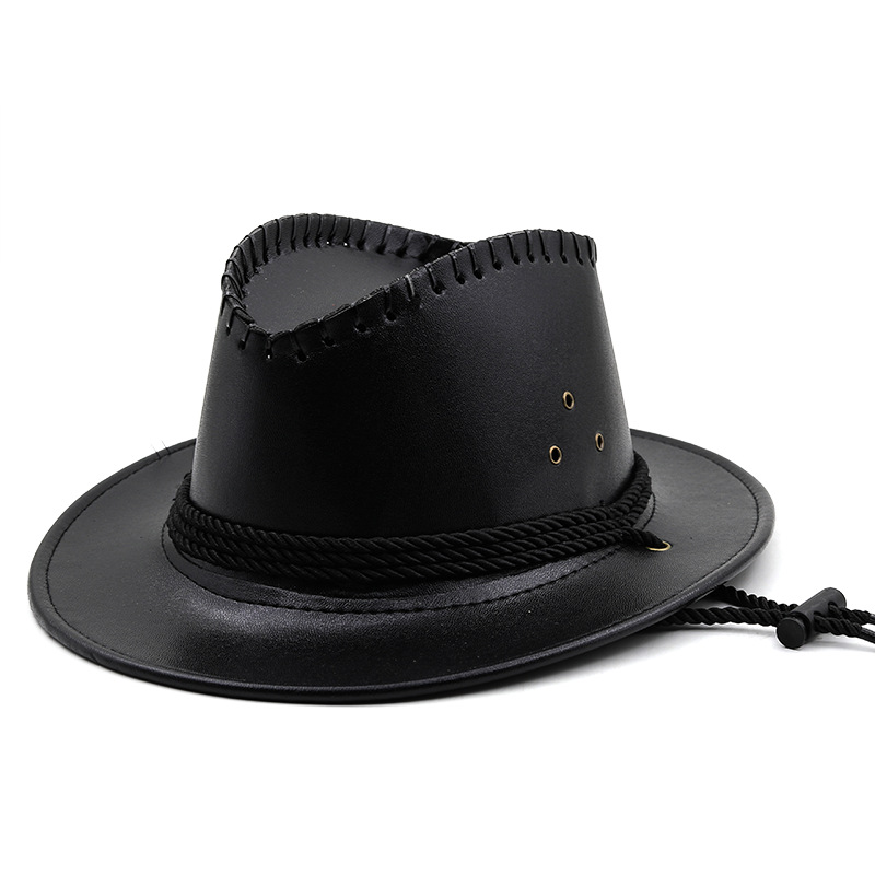 Unisex Cowboy Style Solid Color Wide Eaves Fedora Hat display picture 5