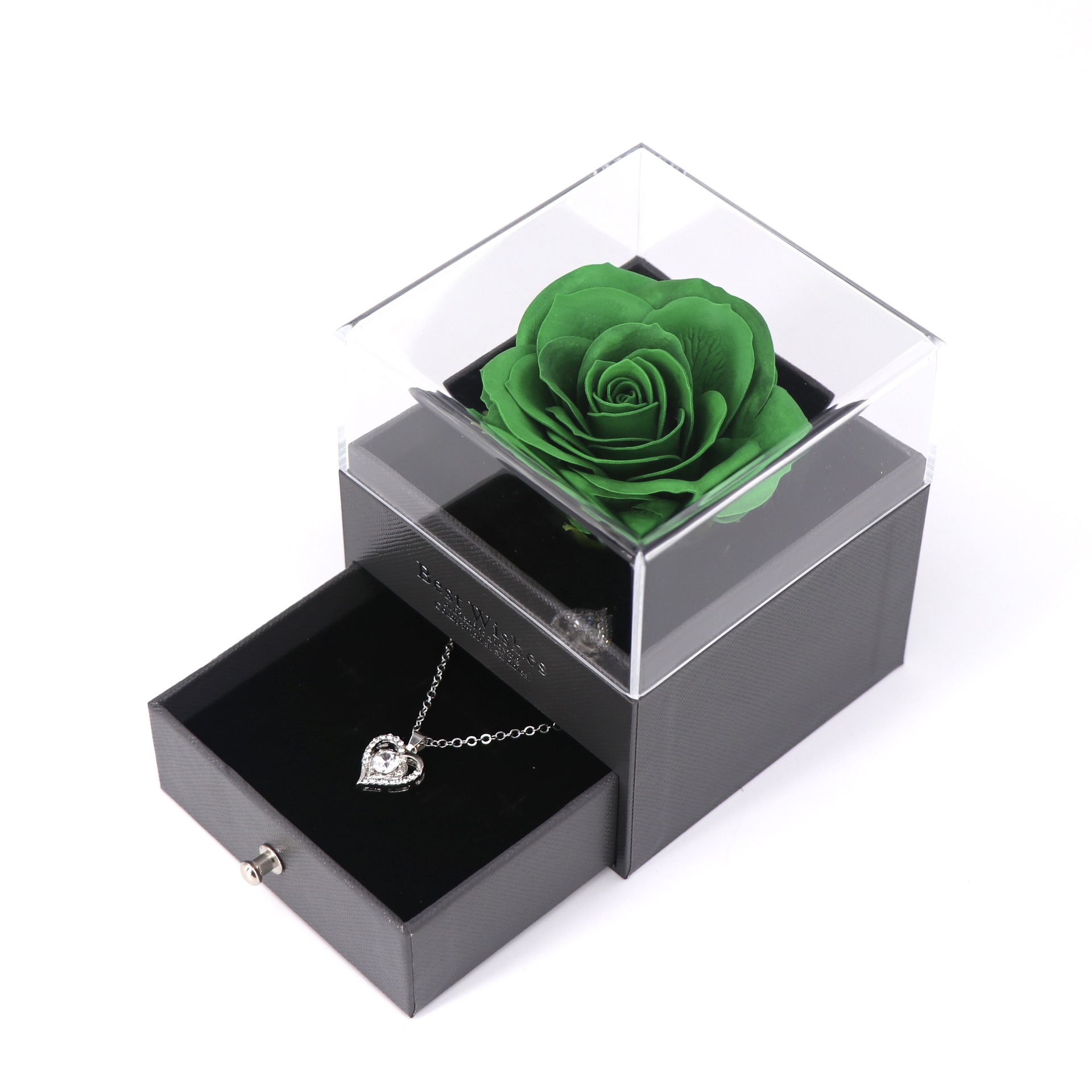 Joyero de flor de jabón verde