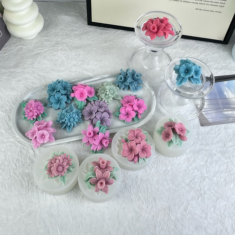 DIY 複数の花シリコーン型フォンダンチョコレート朝顔デイジーネプチューンキャンドル石膏型|undefined