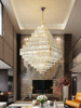 Crystal pendant, ceiling lamp for living room, square hotel lights for country house, European style, light luxury style