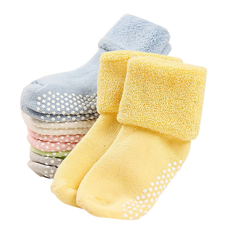 Calcetines para niños otoño e invierno Bebé niños y niñas piso Calcetines antideslizantes calcetines para niños invierno engrosado forro polar Terry mediados de la pantorrilla