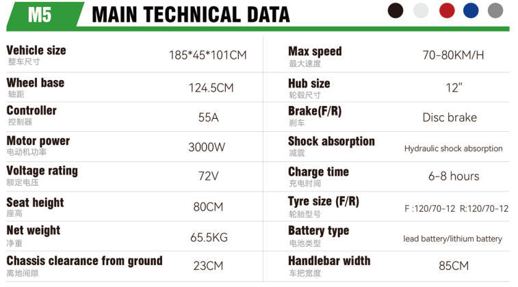 M5 Cross-Border Electric Motorcycle 72V High-Power Horizon Sports Car Cool Bike Adult Racing Electric Vehicle