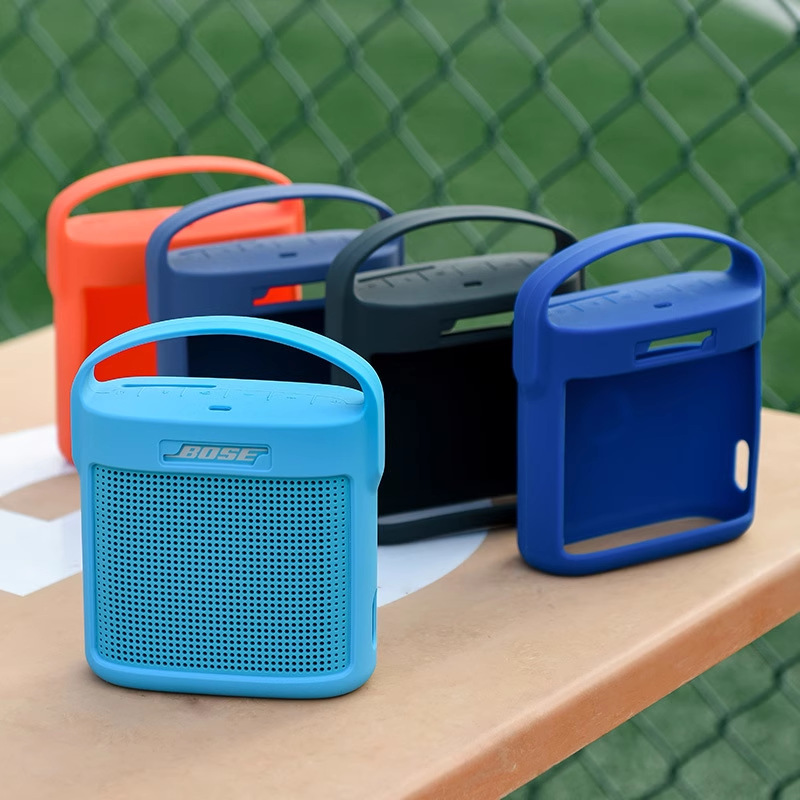 Baja protectora de altavoz Bluetooth personalizada de silicona anti-caída gruesa bolsa de mano portátil de almacenamiento al aire libre