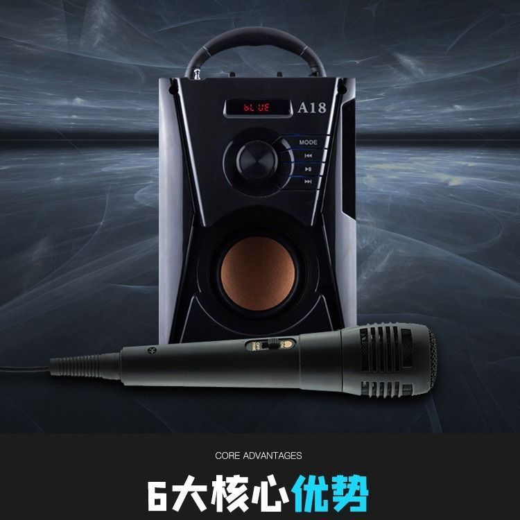A18 三連スピーカー カラオケ ワイヤレス スマホ Bluetooth スピーカー カード対応 アウトドア 重低音 スクエアダンス用スピーカー ステレオ|undefined