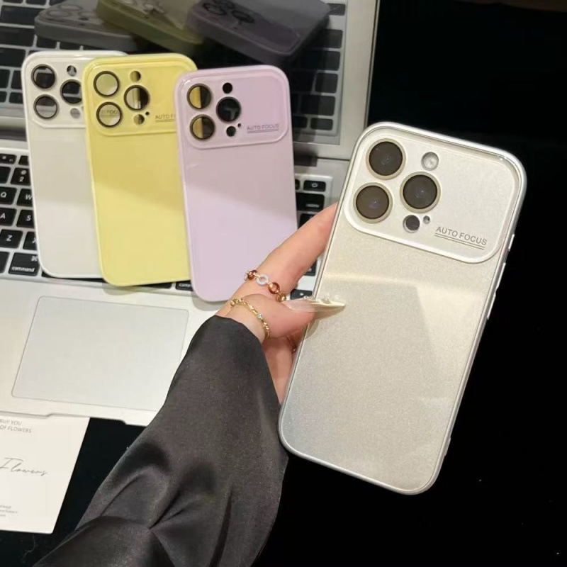 糖果色大视窗玻璃壳适用iPhone16promax苹果15手机壳14大视窗13女|undefined