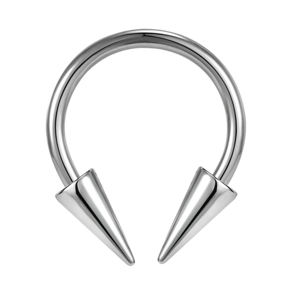 Spitzer Kegel-Septumstecker aus Edelstahl, Hufeisen-Lippen-Nasenstecker, Teufels-Ohrring, Knorpelpiercing, grenzüberschreitender Piercingschmuck_voghion.com
