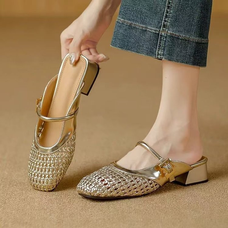 Baotou de talón grueso, Mary Jane, zapatillas para niños, vestido hueco con falda, verano de 2026, nuevas zapatillas frías. image 8