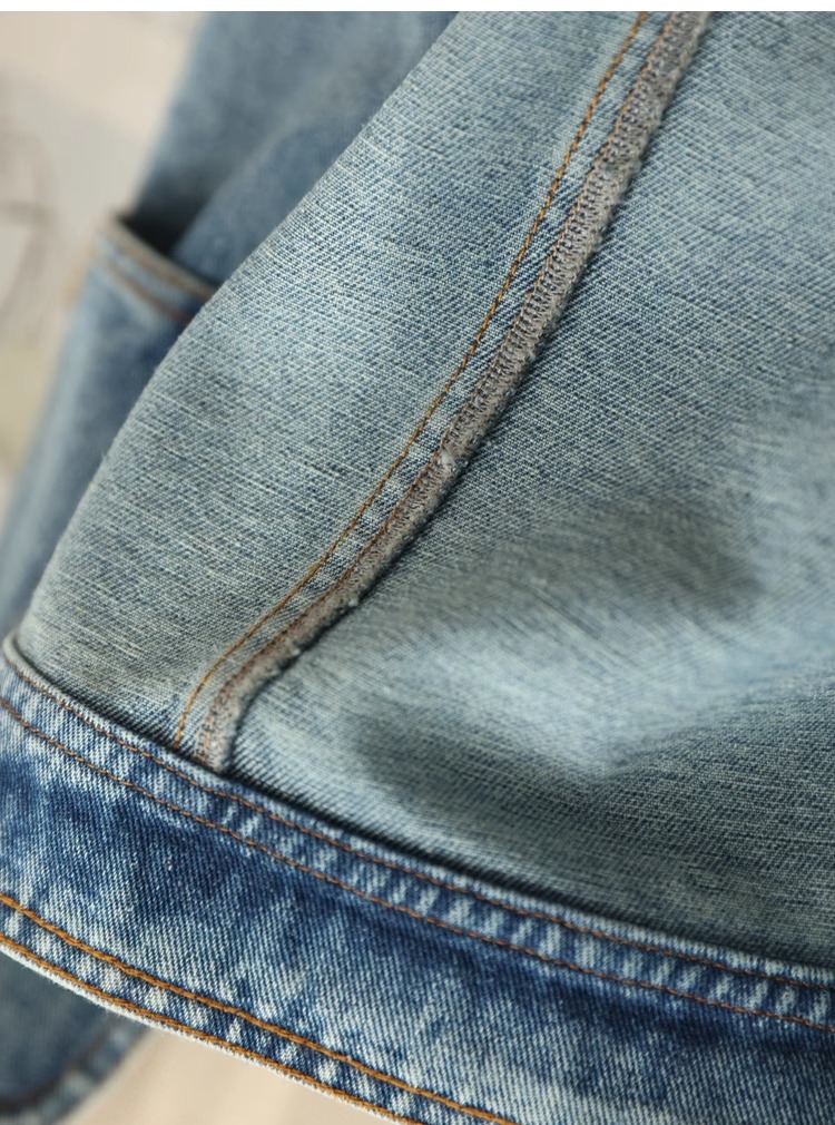 Áo vest denim nữ ngắn tay rộng rãi phong cách thời trang xuân hè — Xanh denim chi tiết 23