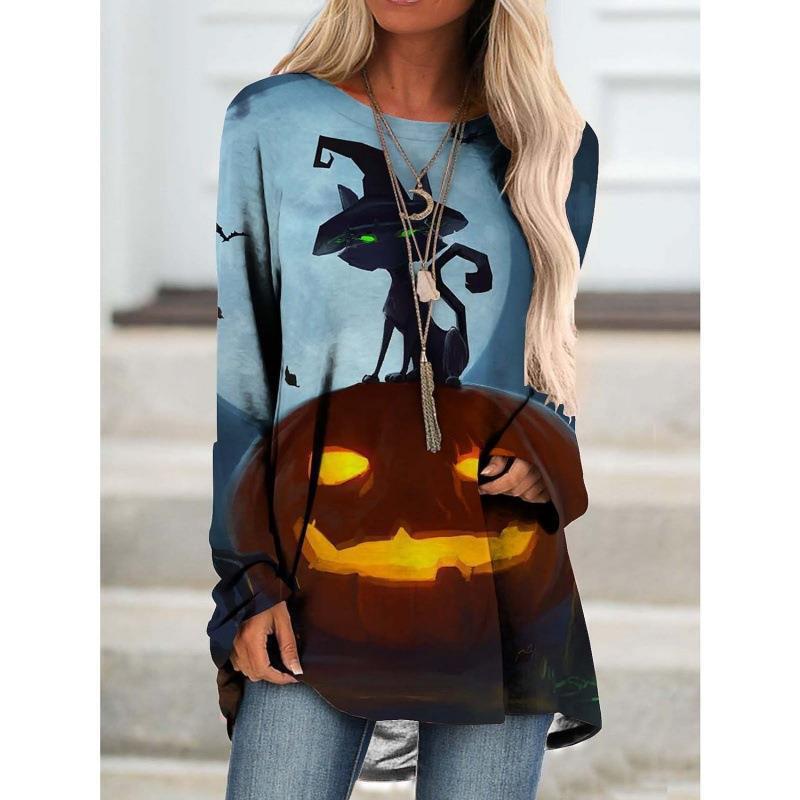 Halloween Cross-Border Export Clothing Dress T-Shirt Amazon Independent Station Hot Women's Clothing Halloween 3D Printing
