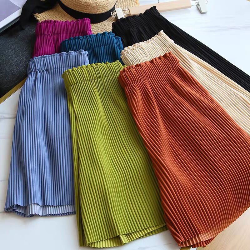Pants Women's 2025 New Pleated Wide-Leg Casual Shorts Women's Summer Loose Korean Style Slim Straight-Leg Five-Quarter Pants