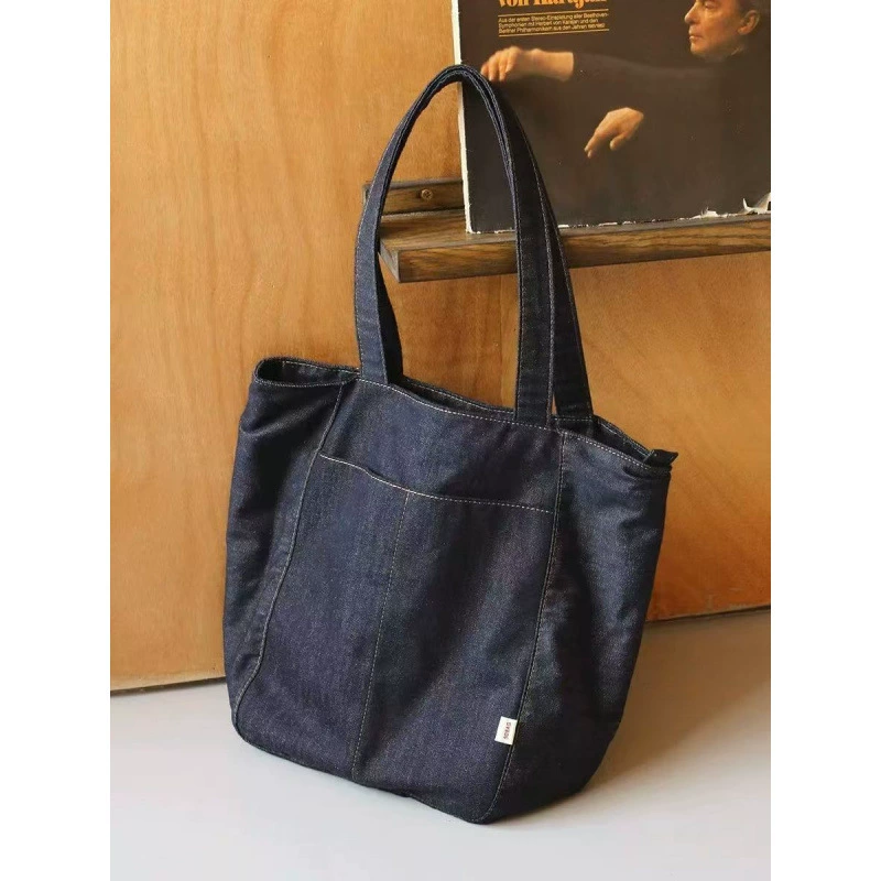 Женская сумка из холста в японском стиле, новая сумка для поездок на работу 2025, джинсовая нишевая сумка-тоут, вместительная сумка