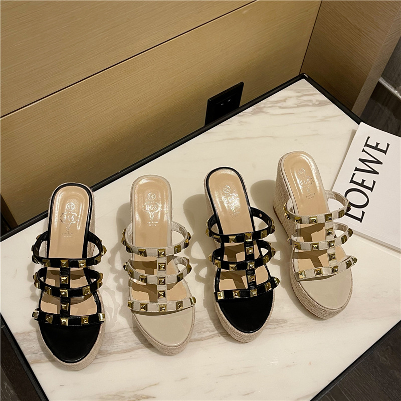 Summer new style studded decor wedge sandals NSCA52200