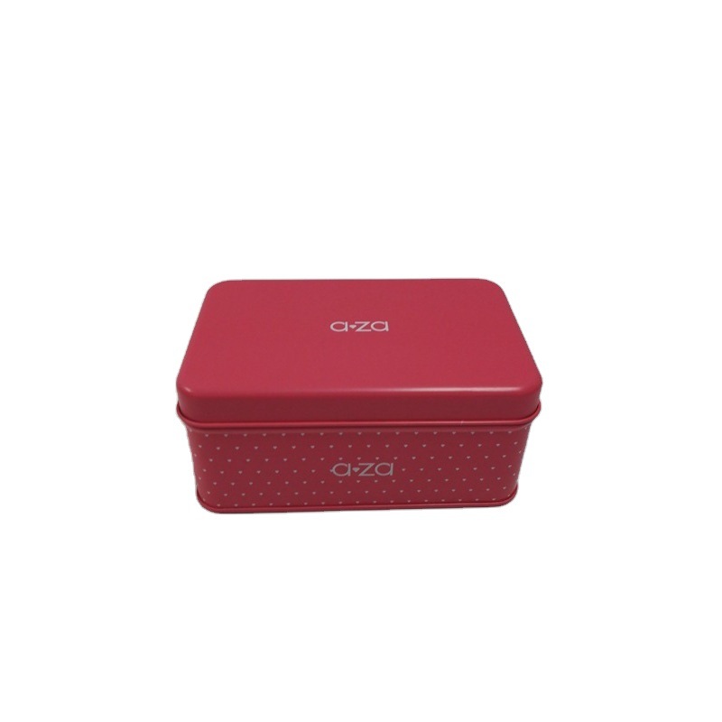 Caja de hierro de decoración en relieve rojo impresa en color flash tarjeta de té media caja de regalo de dulces rectangulares