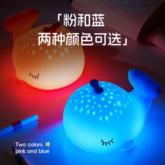 跨境夜灯鲸鱼星空小夜灯创意卡通拍拍灯礼物床头灯喂奶伴睡拍拍灯