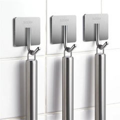 Stainless steel hole-free hook strong adhesive kitchen wall load-bearing wall-mounted stick hook invisible nail metal hook