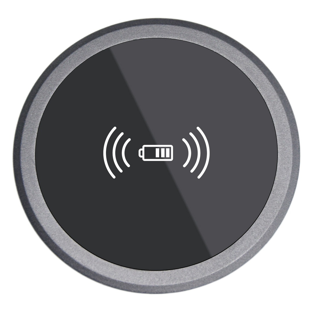 Cargador inalámbrico Qi de escritorio integrado para teléfonos móviles, nuevo de fábrica, carga rápida de 15W, ideal para muebles de hotel y escritorios.