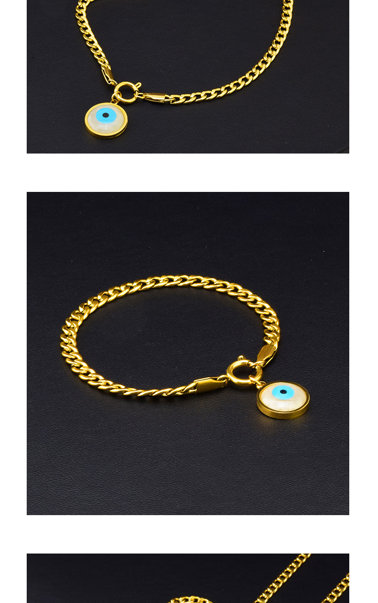 Fashion Eye Titanium Steel Pendant Necklace Inlay Shell Stainless Steel Necklaces 1 Piece