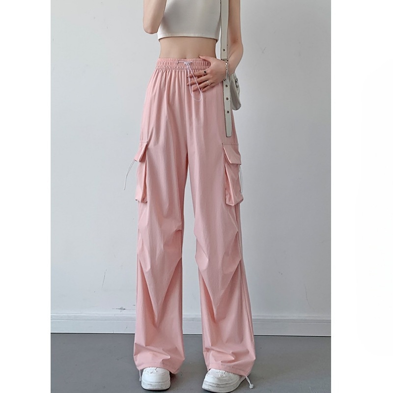 Pantalones Cargo Anchos para Mujer, Poliéster, para Primavera y Otoño