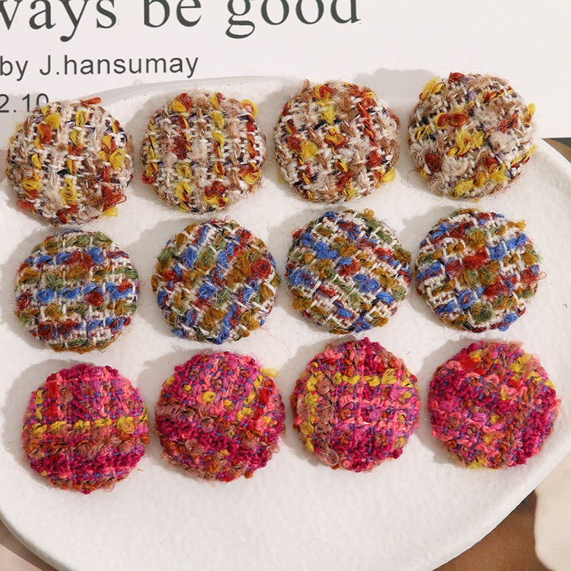 25mm fluffy color plush round metal patch diy mobile phone shell earrings mobile phone shell patch jewelry accessories