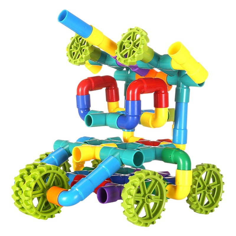 Bloques de construcción de tuberías de agua de empalme para niños ensamblando juguetes ensamblando 3-4-6 años de edad 7 años de plástico ensamblaje niños rompecabezas