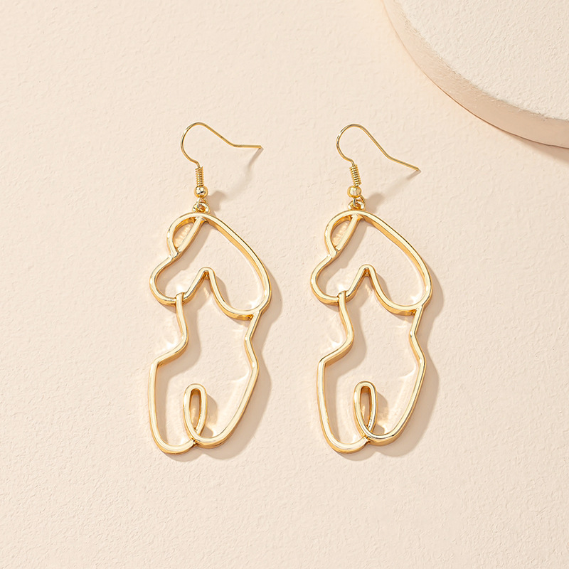 Creative Personality Earrings Niche Hollow Body Simple Retro Earrings display picture 2