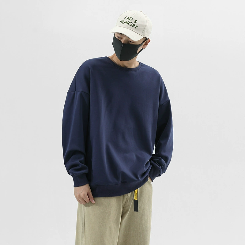 Новый свитер с круглым вырезом и флисовой подкладкой, большая версия через плечо, Мужской и Женский пуловер, одежда высшего класса, рекламная рубашка с принтом