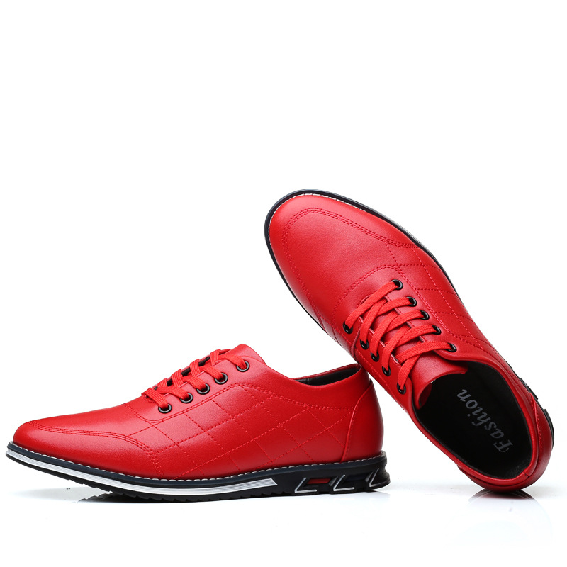 Cross border Prince AliExpress Red Casual Men's Leather Shoes Large Men's 46 Trend 47 Versatile 48 Benmingnian Wenzhou