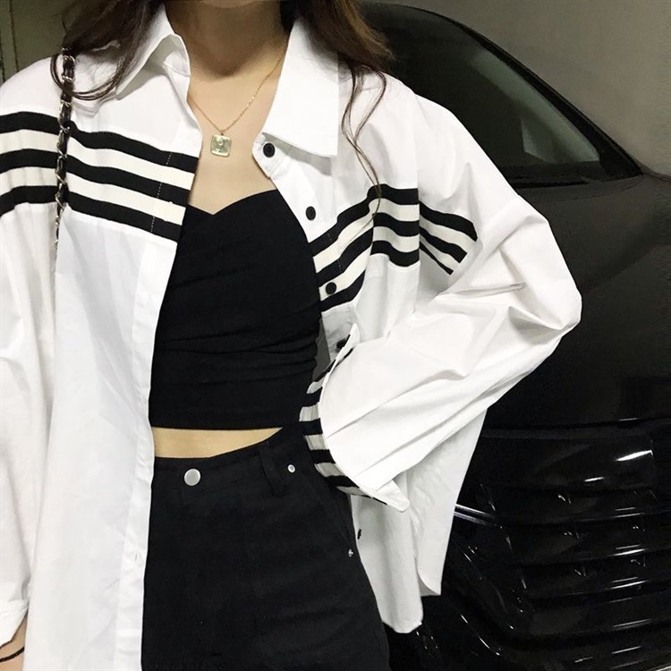 复古港味上衣韩版宽松白色衬衫时尚2025新款春秋设计感小众衬衣女|undefined
