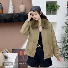 加绒保暖秋冬加绒加厚时尚翻领气质皮衣外套女301