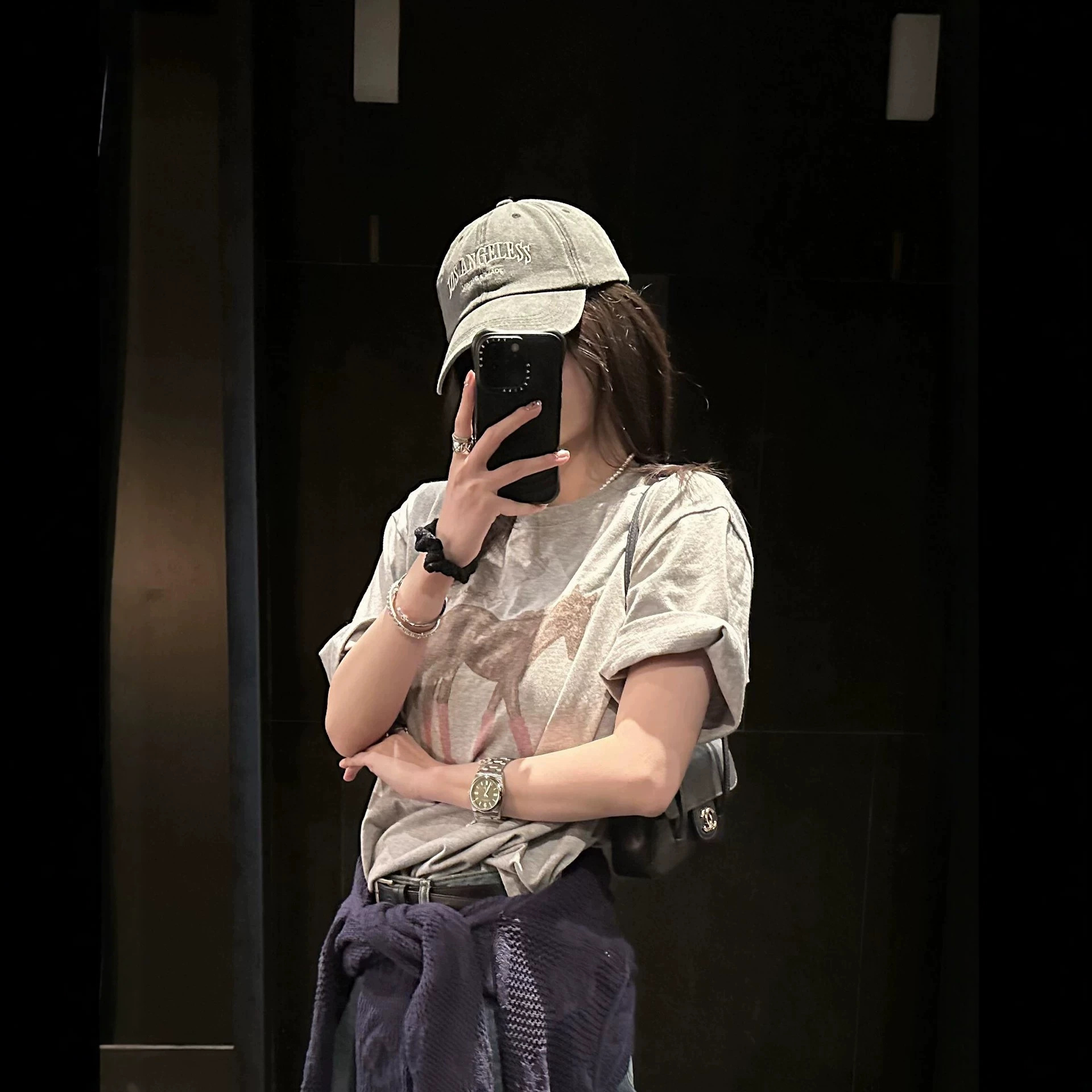 Korean Dongdaemun 2026 Spring/Summer New Color-Block Pony Print Short-Sleeve T-Shirt for Women, Loose and Casual Top