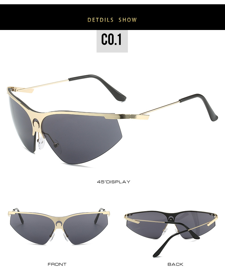 Half Frame Glasses Structure Sports Solid Color PC UV400 Protection Cat Eye Half Frame Women's Sunglasses