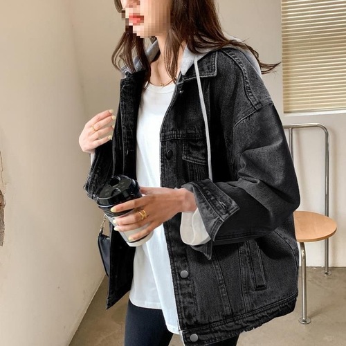 Salt-style new long-sleeve top women's denim jacket women's Korean version spring and autumn season hooded 2025 retro trendy loose matchable