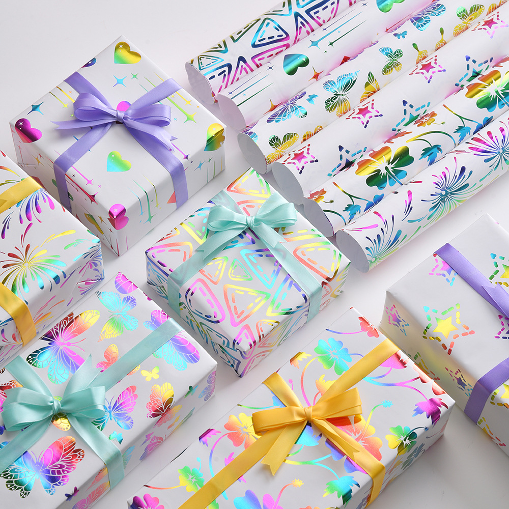 Cumpleaños transfronterizos día de San Valentín día de los niños papel de embalaje de regalo DIY caja de regalo estampado papel de papel de papel de papel de bronce embalaje mayorista