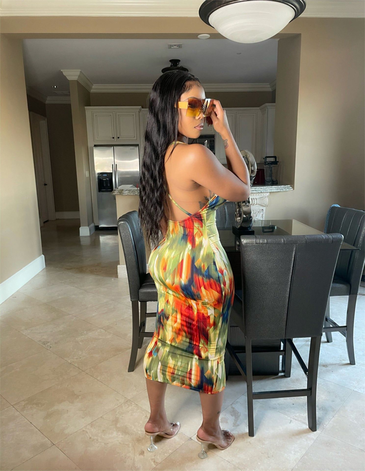 tie-dye sling sexy long dress wholesale clothing vendor Nihaostyles NSYNS68622