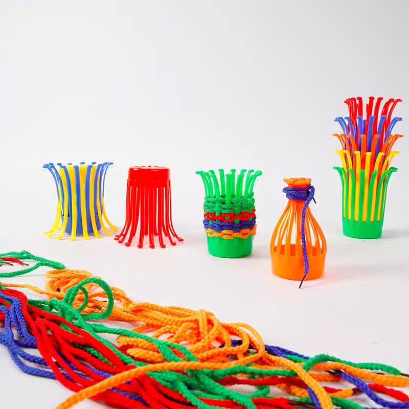 Cestas de flores de tejido bloques de tejido de jardín de infantes de clase media juguetes de inteligencia auxiliares didácticos sensoriales mano entrenamiento de movimiento fino