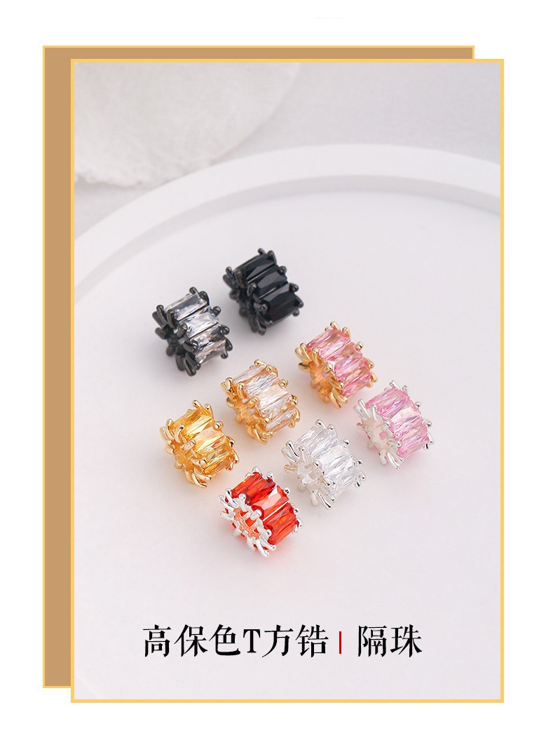 18K Gold-Plated Copper Color-Preserving Spacer Beads Handmade Loose Beads DIY Bracelet Necklace Crystal Pearl Spacer Beads Jewelry Accessories