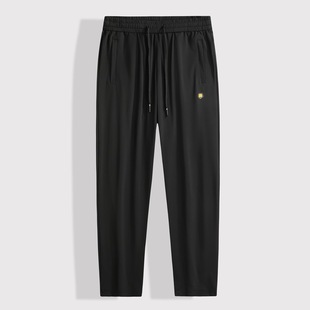 2025 Spring/Summer Thin Men's Plus Size Fashion Casual Elastic Waist Versatile Straight Ice Silk Casual Pants