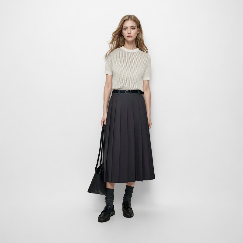 Lp Old Money Style High-End Wholesale Spring/Summer Elegant Lady Beige Round Neck Short Sleeve Tencel Cotton Pullover Sweater Lp Old Money Style High-End Wholesale Spring/Summer Elegant Lady Beige Round Neck Short Sleeve Tencel Cotton Pullover Sweater